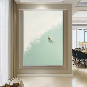 <span class=keywords><strong>Siesta</strong></span> <span class=keywords><strong>Beach</strong></span> Natación Arte de la pared Pintura abstracta moderna Estilo minimalista con Beige Verde Paisaje Lienzo Soporte Aceite Medio - Product Image 5