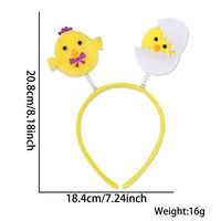 Nouveauté 2025 : Adorable serre-tête en plastique jaune avec motif de poulet et de fleurs, confortable, pour enfants, décorations de fête de Pâques et d'Halloween