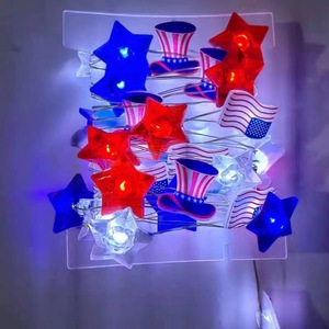 Guirlande lumineuse en fil de cuivre de 4 mètres avec 40 <span class=keywords><strong>LED</strong></span> en forme d'étoile et drapeau américain, décoration nationale du 4 juillet, rouge, blanc, bleu, en provenance de Chine - Product Image 3