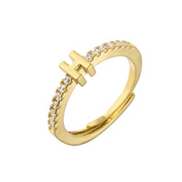 SSeeSY joyas anillos lettre personnalisé mode bijoux en or plaqué cuivre non terni zircon anneau réglable