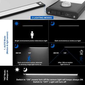 Lampu LED Sensor Gerak Isi Ulang Ultra Tipis Lebih Lembut di Bawah Meja 108-LED Lampu Lemari Bertenaga Baterai Lampu Dapur - Product Image 3