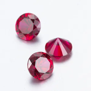 Wholesale Lab Grown Ruby 1ct 6.5mm Round Cut Diamond for jewelry Red Ruby Gems