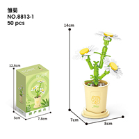 8813 Bloques de Construcción de las Doce Constelaciones, Serie de Flores de la Suerte, Piezas Pequeñas Educativas, Ladrillos de Ensamblaje DIY en Maceta, Juguetes de Regalo para Niños