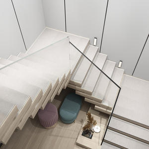 Tapis d'escalier moderne minimaliste durable, sans colle, auto-adhésif, antidérapant, gris clair/café, couleur unie pour escaliers en bois - Product Image 3