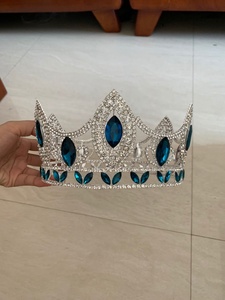 Couronnes de reine rondes complètes personnalisées en argent, couronnes de princesse en cristal doré, diadèmes de miss pour anniversaire - Product Image 2