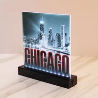 Support d'affichage de table publicitaire personnalisable en acrylique lumineux à LED, transparent et changeant de couleur