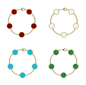 Di lusso in oro 18K e oro rosa placcato quattro foglie di trifoglio per bracciale moda donna agata per bracciale con elegante forma di fiore - Product Image 1