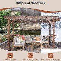 Pergola moderne en bois 13' x 6.5' avec grill, gazebo, toit en métal, ampoules LED, comptoirs de bar, barbecue extérieur, pavillon, mobilier de jardin