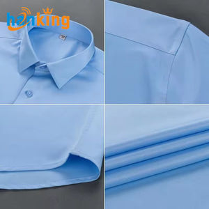 Ehanking camicia da uomo in tinta unita Anti rughe da uomo Casual a manica lunga elasticizzata Slim Fit camicetta - Product Image 4