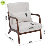 Chaise à siège unique de style loisirs avec 1 oreiller, design moderne en bois et caoutchouc, pour le salon et la chambre à coucher