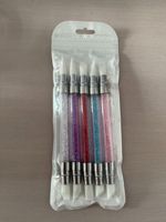 Haute qualité Double extrémité ongles pointillage stylo ensemble professionnel 5 couleurs cristal Silicone Gel stylo gaufrage brosse