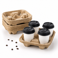 Plateau de service pour boissons biodégradable en pulpe, 2 compartiments, recyclable, pour service en chambre d'hôtel écoresponsable
