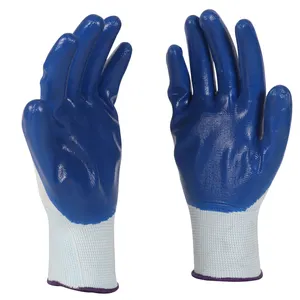 中国工厂供应廉价光滑的丁腈棕榈涂层手套，用于工业工作