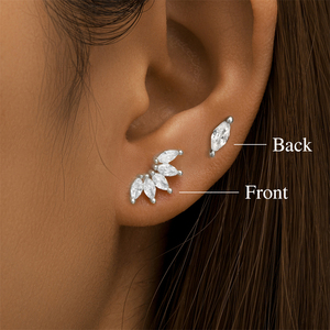 Pendientes de Plata de Ley 925 con Circonita Marquise, Reversibles, con Rosca, para Niñas, para Bodas - Product Image 4