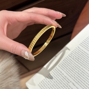 S925 Sterling Silver Gold Plated Wheat Ear <b>Bangle</b> For Women Chinese Retro Style Jewelry Gift - Product Image 2