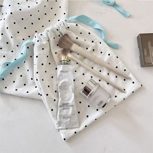 Dot-patterned Cotton Fabric Reusable Fashion Portable Dust-proof <b>Drawstring</b> <b>Bag</b> - Product Image 5