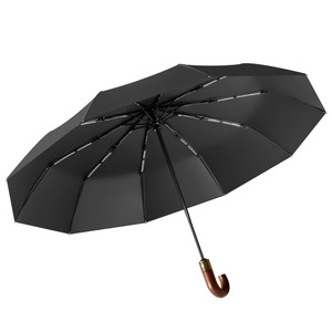 Wooden Curved Handle <b>Automatic</b> One-Button Open Business <b>Umbrella</b> with 10-Bone Design-Advertising Manufacturers Spot Wholesale - Product Image 5