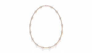 Delicado Collar de Oro de 14K con 16 Diamantes Naturales de Corte Brillante Redondo y Baño de Rodio para Mujer - Product Image 4