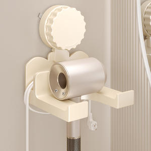 Support mural pour sèche-cheveux à ventouse, rangement de salle de bain, gris titane, durable, fixation d'angle - Product Image 1