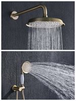 Ensemble de douche mural dissimulé Weihao en laiton brossé doré non revêtu, avec système de pulvérisation pluie, kit eau chaude et froide pour salle de bain