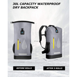 Muestra gratis bolsa seca mochila Camping senderismo pesca impermeable cremallera seca mochila con impermeable Backpsck - Product Image 3