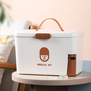 สี่เหลี่ยมพลาสติกสีขาวจับกล่องเก็บพลาสติกสำหรับยาความจุขนาดใหญ่การจัดเก็บกล่องยา - Product Image 5