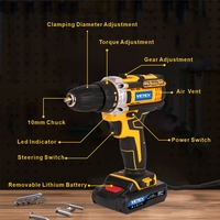 Perceuse sans fil à moteur sans balais avec batterie au lithium 21V, couple élevé, pour la construction et l'entretien domestique, approvisionnement en gros centralisé