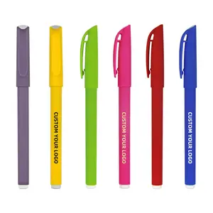 high quality luxury rubber coated promotional plastic gel pen with custom logo imprint