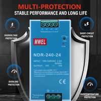 Alimentation industrielle sur rail DIN MWEL NDR-480-48 480W 48V 10A pour station de base de communication, système solaire, affichage LED