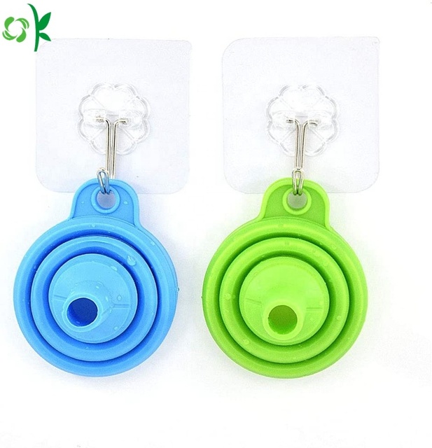 OKSILICONE Kitchen Silicone Collapsible Funnel Small and Large Flexible Foldable Cooking Food Grade Funnels