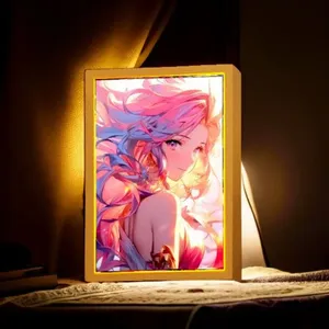 Lampe LED <span class=keywords><strong>de</strong></span> table avec cadre photo et figurines d'anime, effet peinture lumineuse, décoration <span class=keywords><strong>de</strong></span> chambre, lampe lune, cadeaux <span class=keywords><strong>de</strong></span> Noël, vente en gros usine - Product Image 3