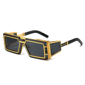 <span class=keywords><strong>Gafas</strong></span> <span class=keywords><strong>de</strong></span> <span class=keywords><strong>Sol</strong></span> QSKY Rectangulares con Lente <span class=keywords><strong>de</strong></span> Una Pieza UV400, Logotipo Personalizado, Estilo Futurista Punk Steampunk Doradas para Hombre y Mujer - Product Image 5