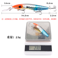 Leurre de Pêche à la Traîne 23g 186mm Plongée Profonde Grande Bavette Yeux 3D Minnow pour Pêche à la Traîne