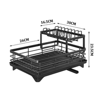 Vaisselle de grande capacité Séchage Organisateur de stockage Comptoir de cuisine détachable Porte-vaisselle à 2 niveaux