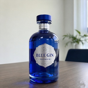 <span class=keywords><strong>Botella</strong></span> <span class=keywords><strong>de</strong></span> Vidrio Transparente <span class=keywords><strong>de</strong></span> Grado Alimenticio Pintada <span class=keywords><strong>de</strong></span> Azul, Reciclable, <span class=keywords><strong>de</strong></span> 250 ml y 500 ml, para <span class=keywords><strong>Whisky</strong></span>, Brandy y Vodka, con Tapa Personalizada - Product Image 1