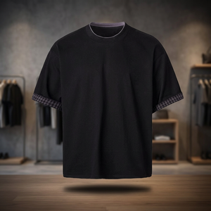 T-shirt ample vintage à manches courtes en coton tricoté 100 % anti-boulochage à séchage rapide pour hommes et femmes, vêtement universel pour couple, vente en gros - Product Image 3