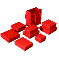 Boîte à bijoux en carton recyclable en papier kraft rouge, emballage cadeau pour boucles d'oreilles, collier, bijoux