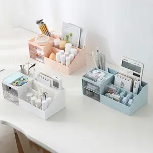 ABS Office Organizer Pencil Storage Holder Bins Penholder Desktop Scalable Sundries Box Stationery Make Up Stationary Supplies