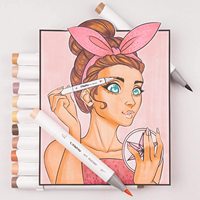 Ohuhu-pinceau de 24 couleurs de teint et pointes fines
