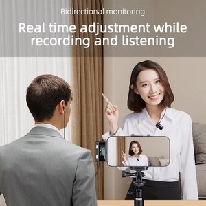 SX66 <b>Wireless</b> Lavalier Microphone (2TX+1RX) Compatible with IPhone, Android, <b>PC</b>, 100m LOS Range Noise Cancelling, 30H Duration - Product Image 5