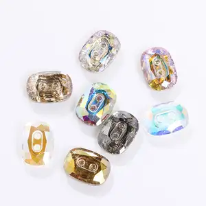 Xichuan 긴 클래식 타원형 버튼 플랫 백 2 홀 10*14mm 3D 모조 다이아몬드 액세서리 의류 가방 의류 보석 만들기