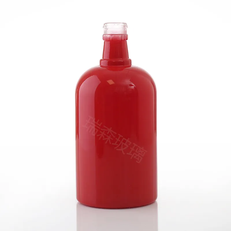リードディフューザーボトルラウンドシェイプクラシックアロマガラスディフューザーボトル500ml赤いガラスボトル、楕円形のボトルボディ、クリスタルクリア