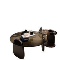 Ensemble de tables basses rondes modernes en verre trempé, meubles contemporains pour salon, tables gigognes