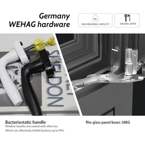 Cửa sổ bão hiệu quả năng lượng Mỹ cửa sổ kính cố định cửa sổ cao nhôm Spacer thanh kính cách nhiệt nghiêng và xoay cửa sổ - Product Image 5