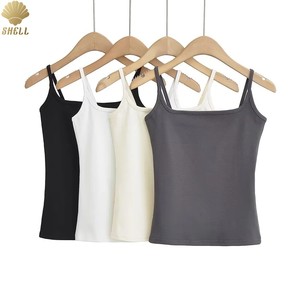 Gilet <span class=keywords><strong>con</strong></span> Logo personalizzato CNSHELL <span class=keywords><strong>con</strong></span> cinturino sottile aderente senza maniche camicia a collo quadrato canotta donna - Product Image 2