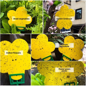 Piège à mouches en forme de fleur, non toxique, jaune, collant, avec piquet de fixation au sol, prêt à être expédié, pour les jardins domestiques et les parcs potagers - Product Image 5