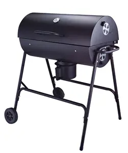 Outdoor Picnic Smoker Food Meat Kebab Barrel Charcoal BBQ Grill with 420 SQ Cooking Area Wheels Ash Catcher