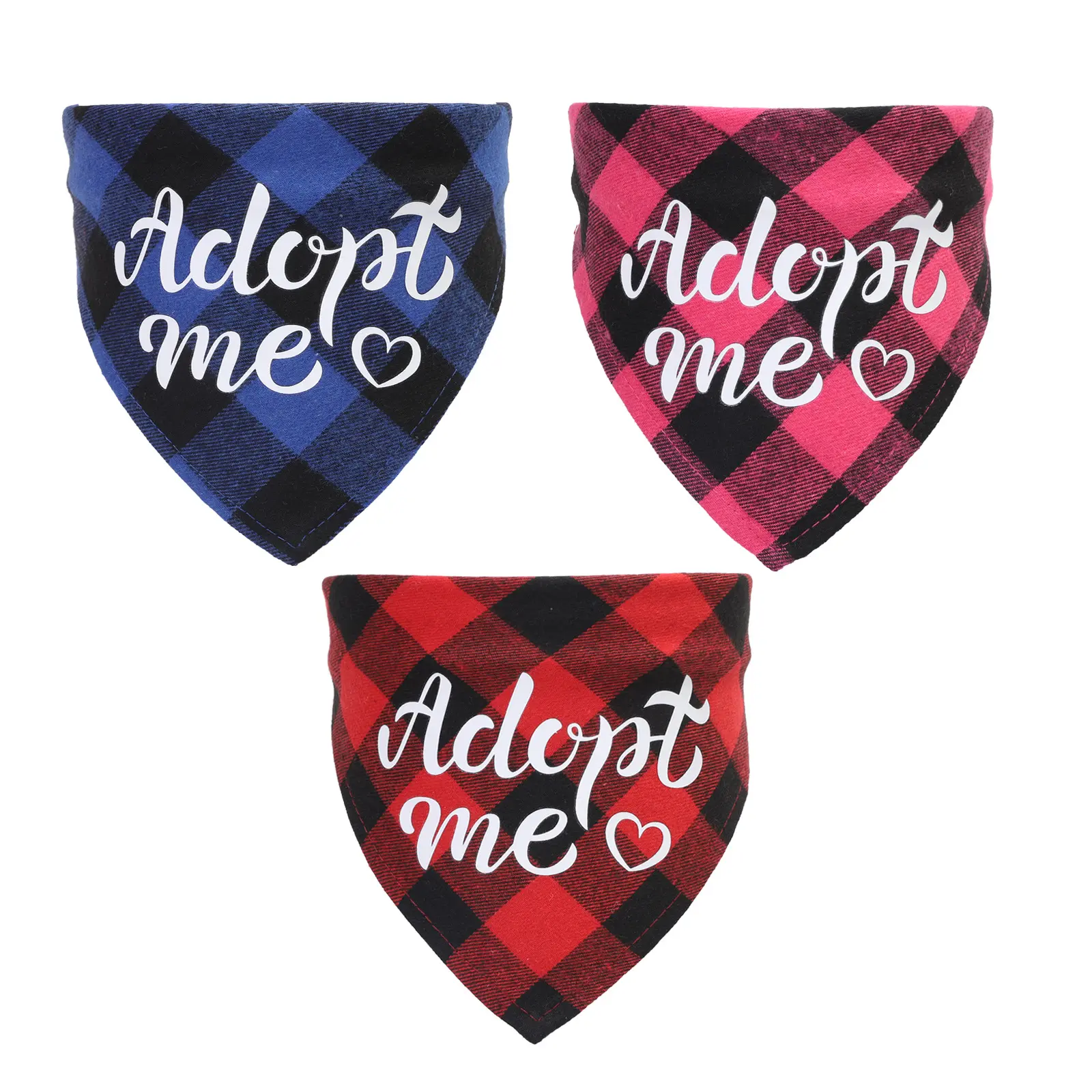 New Style Adopt Me Cat Dog Bandanas Single-layer Cotton Plaid Pet Triangle Scarf Accessories