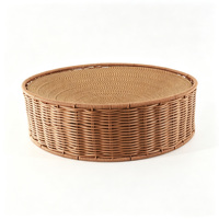Panier pour chat en rotin tissé en plastique PP, écologique, lavable, respirant, robuste, toutes saisons, meubles pour animaux de compagnie d'intérieur, décoration de la maison