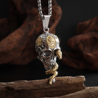 Punk Style Squelette Serpent Enchevêtré Personnalité Collier Foncé Hip Hop À La Mode Crânes Pendentif Collier Gothique Serpent Hommes Bijoux